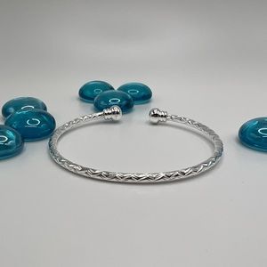 🆕 925 Sterling Silver Bangle Bracelet Wave Pattern